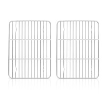 Cooling Rack Set of 2, Herogo Stainless Steel Wire Grill Rack for Baking Roasting Cooling, 22 x 16 x 1.5cm, Small Rectangle Oven Shelf for Cake Cookie