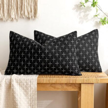 Fodere per cuscini in tela di iuta nera, confezione da 2, 30x51 cm (12x20 pollici).