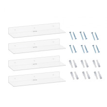 Conjunto de 4 Prateleiras de Parede em Acrílico, Prateleira de Parede Transparente, Organizador de Parede, Prateleiras Flutuantes para Sala de Estar