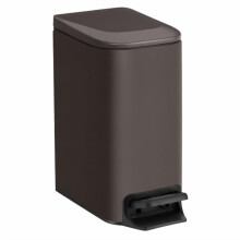 Slim stainless steel trash can with lid 6L brown