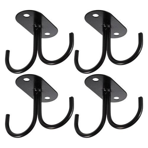 Under Cabinet Mug Hooks, Rustic Coffee Cup Holder Rack (Black)
