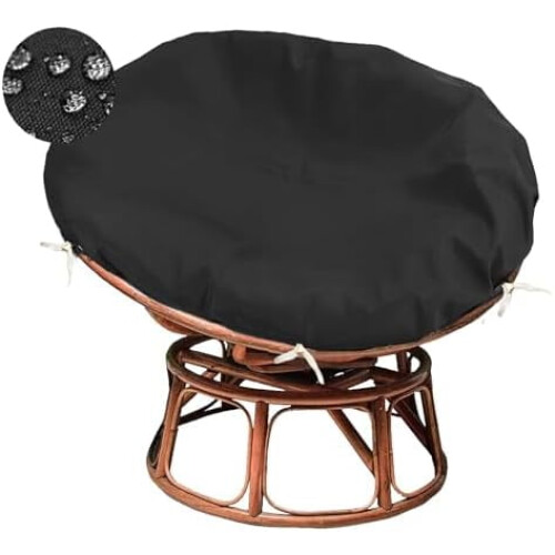 Capa de almofada Papasan preta, 50 polegadas, resistente à água e à máquina.