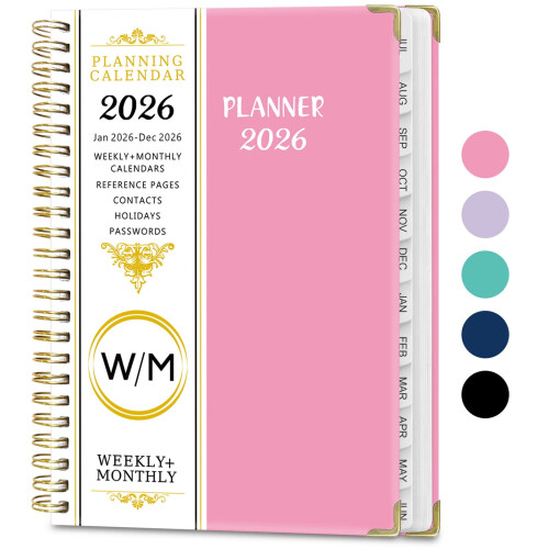 2026Planner, A5 Μηνιαίο Βιβλίο Προγράμματος με Διαχωριστικά, Σημειωματάριο Οργανωτή με 2
