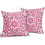 Conjunto de 2 capas de almofada boho rosa choque em linho, 50x50cm (20x20 polegadas). 2