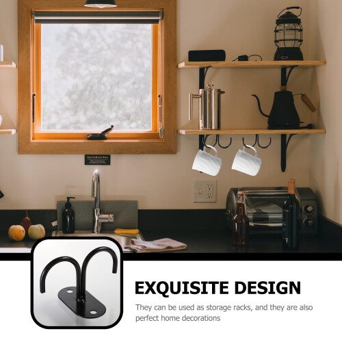 Under Cabinet Mug Hooks, Rustic Coffee Cup Holder Rack (Black) 2
