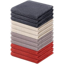 Geschirrtücher aus 100 % Baumwolle mit Waffelstruktur, 12er-Pack, 30 x 30 cm, besonders weich und saugfähig, schnelltrocknend, mehrfarbig