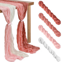 4 pezzi di runner da tavola in garza sfumata rosa, runner da tavola boho da 183 cm per matrimoni, feste e baby shower.