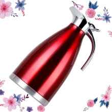 OUNONA Stilvolle rote Edelstahl-Thermosflasche zur Aufbewahrung von Wasser, isolierter Vakuumbehälter, 2 Liter