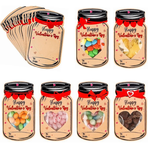 Valentinstag-Karten im Einmachglas-Format, 24er-Pack