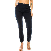 Calça cargo feminina lulshou, modelo casual, cintura baixa, com botões, ideal para trabalho, cor sólida, estilo esportivo, skinny e com bolsos.
