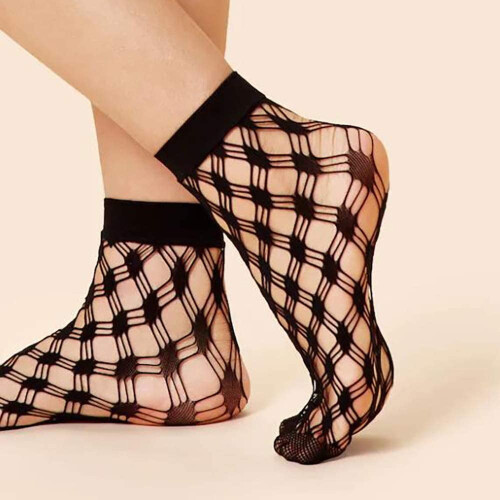 EASTIN6Pairs Κάλτσες με Δαντέλα και Διχτυωτό Καλτσάκι για Γυναικεία Φορέματα 2