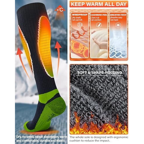 Merino Wool Ski Socks Thermal Knee-High Winter Socks 2
