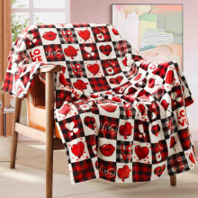 Valentine's Day Gift Red Heart Throw Blanket, Super Soft Fluffy Fleece Blanket for Couples, Romantic Heart Design for Bed, Couch, Sofa Decoration