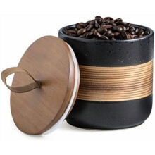 Keramisk burk med lock, kaffebehållare kök matförvaringsburkar för kryddor socker tepåse, stapelbara dekorativa burkar för bänkskiva, svart &