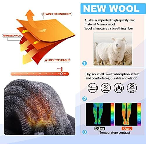 Κάλτσες σκι από μαλλί Merino, Κάλτσες για κρύο καιρό για σνόουμπορντ, Χιόνι, 1