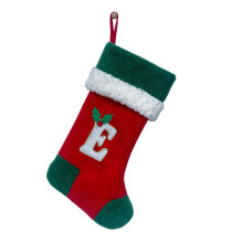 Meias de Natal com monograma e letra, grandes, vermelhas, super macias, com 45 cm de altura, suporte personalizado para meias de Natal com letra.