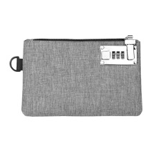 Borsa portaoggetti multifunzionale portatile con chiusura a chiave, porta soldi, colore grigio
