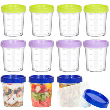 Surflyee 12 Pack Small Food Containers with Lids, 4OZ 120ML Plastic Containers with Graduation, Reusable Leakproof Airtight Small Plastic Pots with