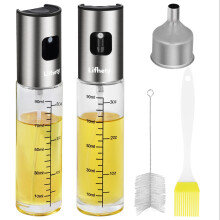 Lifhety Oil Spray Bottle 2 Pack, 100ml Olive Oil Sprayer for Cooking Air Fryer, Kitchen, Glass OilDispenser Leakproof with Large Funnel