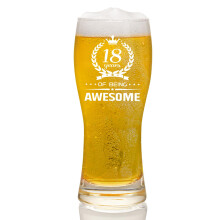Joymaking Beer Glass - 18th Birthday Gift for Him, Personalised Pint Glass 15oz