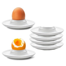 Egg Cups,6 pcs Egg Holders Soft Hard Boiled Egg Cup Classic Style White Plastic Egg Stand Plates Egg Tray for Hard Soft Boiled Eggs Microwave and
