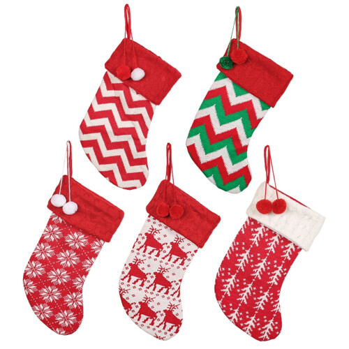 Meias de Natal de tricô, 40 cm (16 polegadas), com estampa de flocos de neve, renas e bonecos de neve, perfeitas para decorar presentes, doces e 1