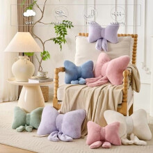 Coussins décoratifs à nœud papillon, coussins en peluche moelleux, coussins d'assise doux, jolis coussins décoratifs pour canapé et chambre.