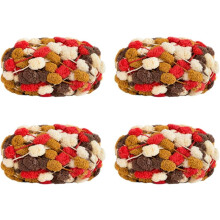 4 Rolls 600g Pomp-A-Doodle Yarn,100% Polyester Jelly Bean POM-POM Ball Yarn for Crochet Knitting Blanket Mat Pet Nest