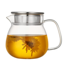 AddAcsaCi Premium Glass Tea Pot 500ml Round Shape, Stainless Steel (500ml Round)