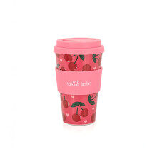 Sass & Belle Cherry Travel Coffee Cup ? Reusable Coffee Mug with Lid ? Eco-Friendly RPET, Cute Travel Mug ? Sass and Belle Gift for On-The-Go Drinking
