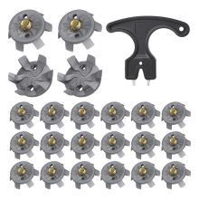 Golfpiggersett inkluderer 30 stk. cleats, reservenøkkel, metallgjengeskrue, 6 mm diameter piggtoalet