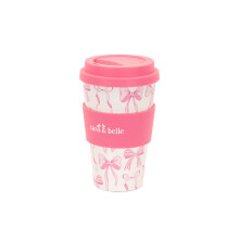 Sass & Belle Bow Travel Cup ? Reusable Coffee Mug with Lid ? Eco-Friendly Hot Drink Holder ? Cute Sass and Belle Gift for Commuters, Students, or Home
