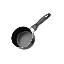 Chef Aid Non Stick Milk Pan, 14 Cm High Grade Aluminium Pan with Pouring Lip and Stay Cool Handle, for Use On Gas, Electric and Ceramic Hobs, Black