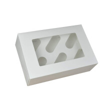 25 x White Cupcake Boxes - 6 Holes
