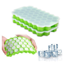 TIJAR? Ice Cube Tray with Lids, Soft Silicone Ice Moulds, Diamond Shape Ice Cube for Drinks and Desserts, Easy Removal (Green, 2 Packs)