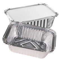 CafeTEq 50 x Aluminium Foil Food Trays Small Portions (No 1) 5" x 4" Containers Including Lids Perfect for Storage Freezing Roasting BBQ Meal Prep