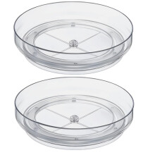 NBBENG 2 Pack Lazy Susan Turntable Cupboard Organiser, 360?Rotating Spice Racks for Kitchen Cabinet, Fridge and Pantry Organizer, 23.5 X 3.6cmClear