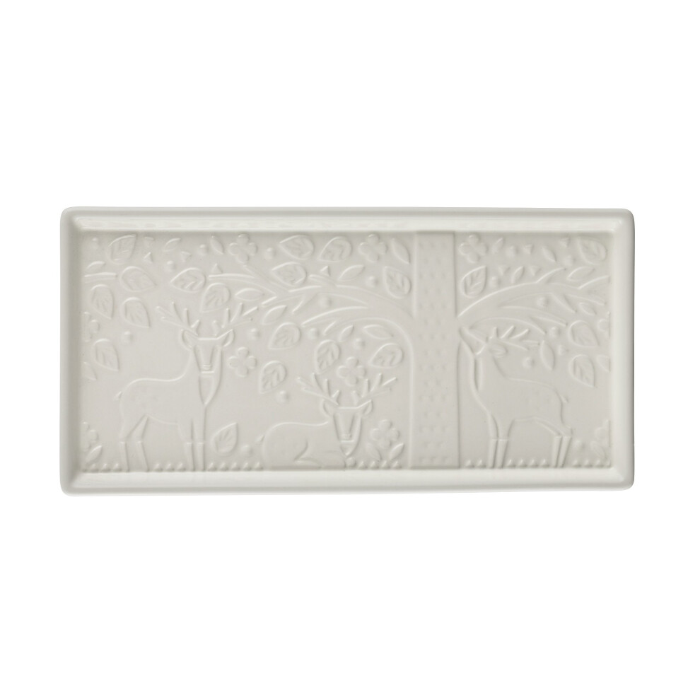 Mason Cash In The Forest Platter 30Cm | Embossed Stoneware Serving Plate With Raised Woodland Design, Ideal For Cheese, Cold Meats & Sharing Dishes