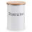 EHC Round Enamel Airtight Seal Cookie/Biscuit Kitchen Storage Canister Jar With Wooden Lid, White 1
