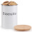 EHC Round Enamel Airtight Seal Cookie/Biscuit Kitchen Storage Canister Jar With Wooden Lid, White 2