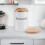 EHC Round Enamel Airtight Seal Cookie/Biscuit Kitchen Storage Canister Jar With Wooden Lid, White 3