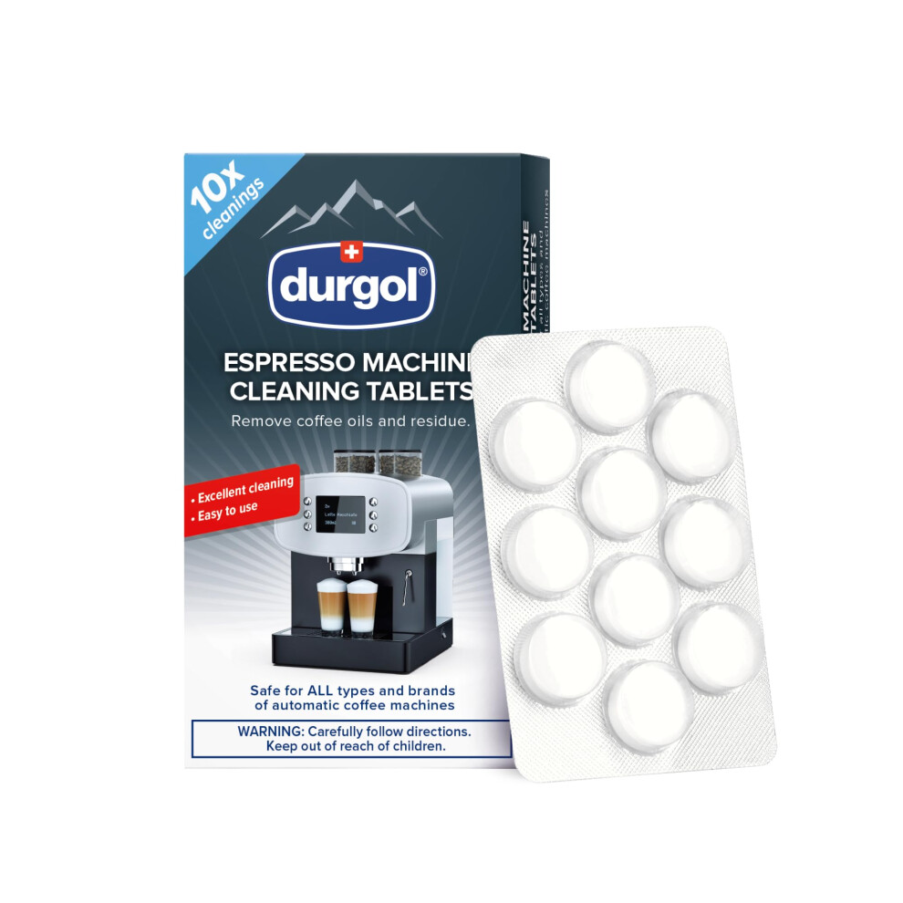 Durgol Espresso Machine And Coffee Maker Cleaning Tablets, Compatible With All Coffee Machines10 Count, White White,Brown