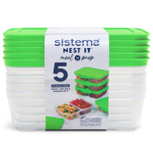 Sistema NEST IT Meal Prep Containers | 870 ml | Airtight Food Storage Containers with Compartments & Lids | School Lunch Boxes | BPA-Free | Green | 5