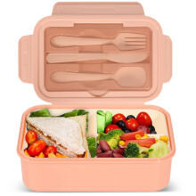 IJIAMY Lunch Box, 1400ml Bento Lunch Box for Adults and Kids, Lunch Container with 3 Compartments, Lunch Box with Cutlery, Dishwasher, BPA Free