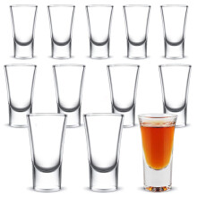 NUWIQ Shot Glasses Heavy Base for Spirits: Thick Base Mini Glasses 30ml Clear 12 Pcs for Tequila Vodka Whisky Liqueurs Rum Gin
