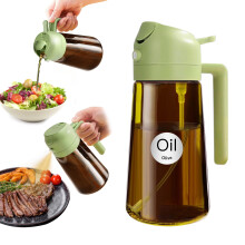 YARRAMATE 16oz/470ml Light-Blocking Dark Oil Sprayer for Cooking, 2-in-1 Olive Dispenser Bottle, Premium Amber Glass, Food-Grade Mister for Air Fryer,