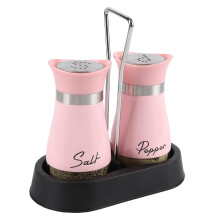 Pink Kitchen Accessories|Sets,Salt and Pepper Shakers Sets with Holder,Set of 2 Stainless Steel and Glass Bottle Stainless Steel,Salt Shaker Dispenser
