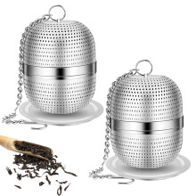 iJiZuo 2 Pack Tea Infuser for Loose Tea, Stainless Steel Tea Infuser Mesh Tea and Herb Ball Strainer, Tea Ball Strainers Infuser with Drip Trays, for
