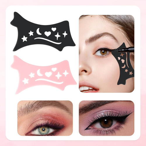 Reusable Silicone Eyeshadow Stencil for Beginners with Precision Curved Edge Eyeliner Guide, 2 PCS 1