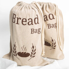 2 Pack New Living Natural Linen Bread Bag | Organic Blend | 2 x Reusable Bread Bags | Food Storage Bag | Bread Storage Bags | 38x30 cm | Eco Bread Bag